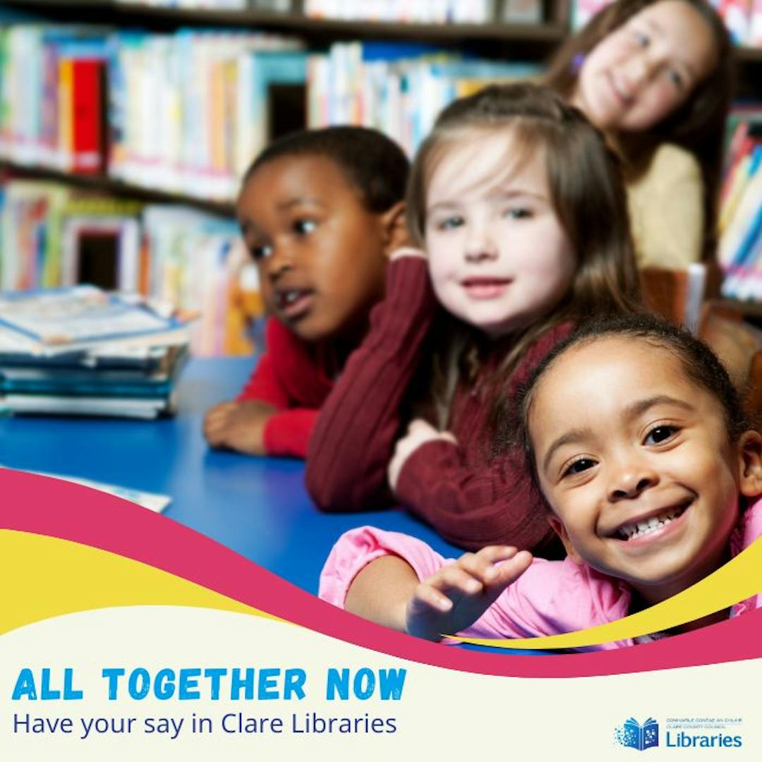 Photo of children in a library. 