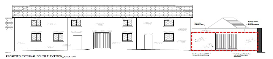 Elevation of Proposed Wall to Gardener's Yard