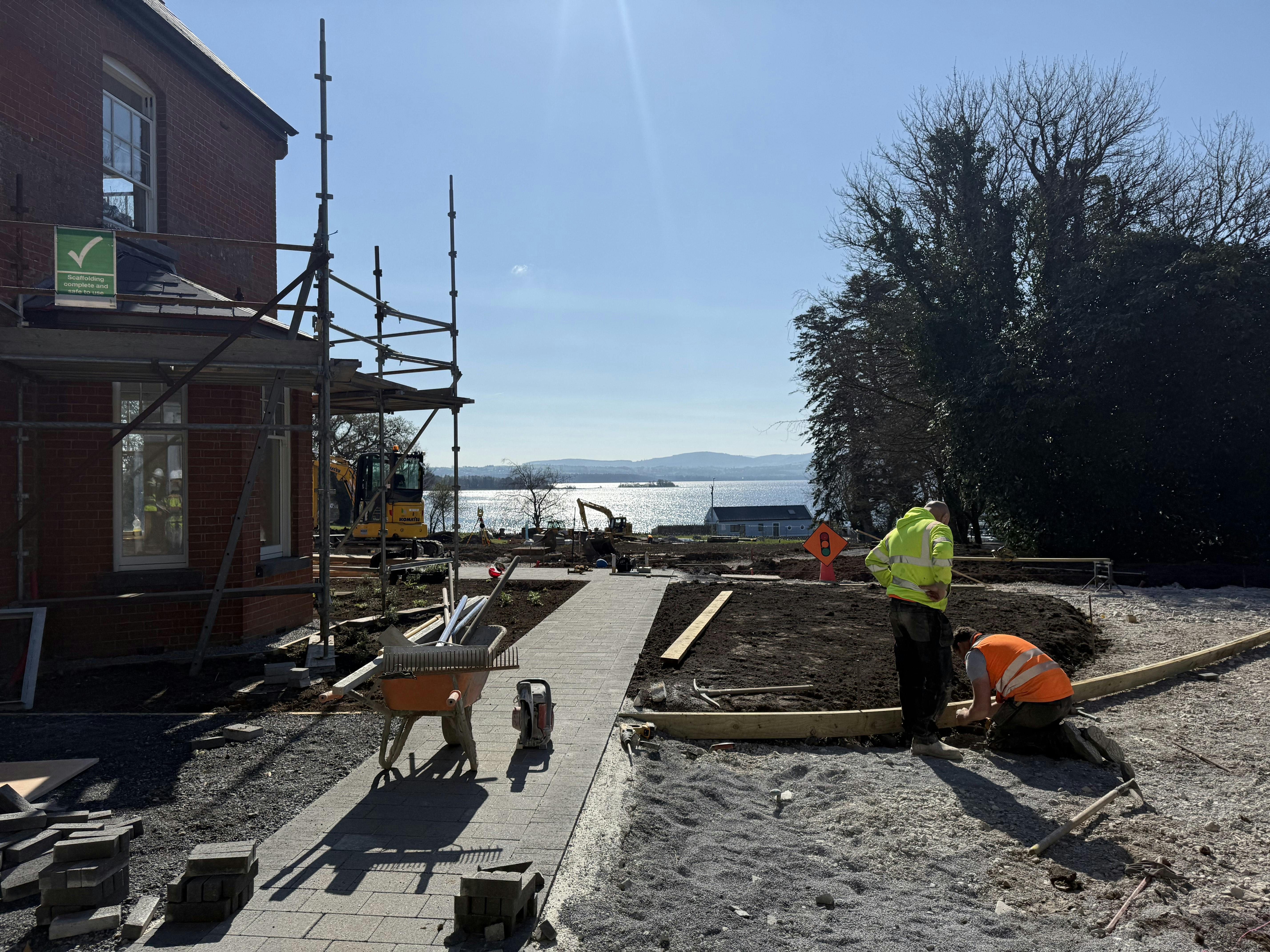 View of right side of the visior centre behind which the outdoor seating area will be.jpeg